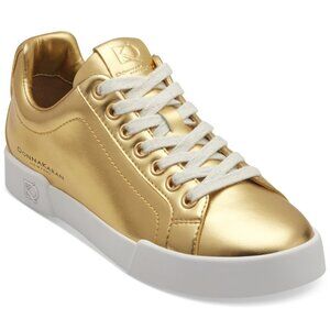 140$ Donna Karan New York Donna Lace Up Sneakers Women's Size 9.5 US Gold